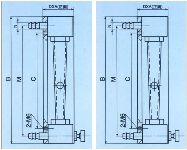 玻璃轉(zhuǎn)子流量計(jì)結(jié)構(gòu)圖：